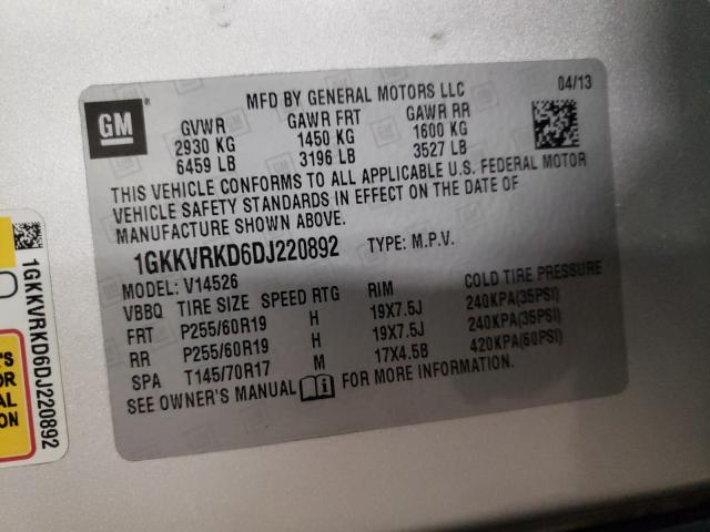 Photo 9 VIN: 1GKKVRKD6DJ220892 - GMC ACADIA SLT 