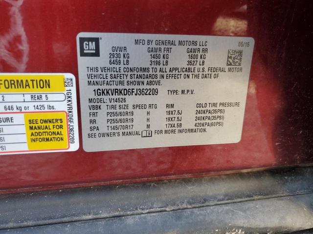 Photo 12 VIN: 1GKKVRKD6FJ362209 - GMC ACADIA SLT 