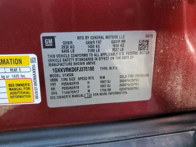 Photo 11 VIN: 1GKKVRKD6FJ376188 - GMC ACADIA SLT 