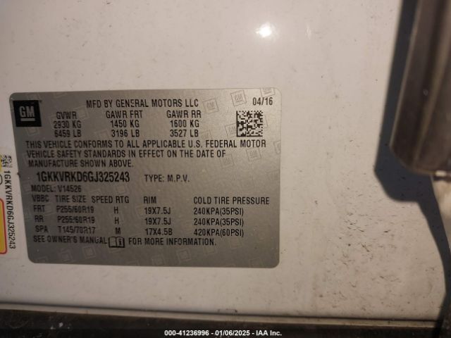 Photo 8 VIN: 1GKKVRKD6GJ325243 - GMC ACADIA 