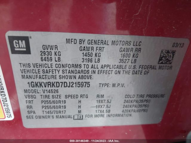 Photo 8 VIN: 1GKKVRKD7DJ215975 - GMC ACADIA 