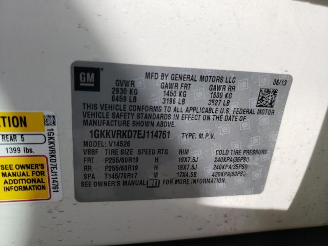 Photo 9 VIN: 1GKKVRKD7EJ114761 - GMC ACADIA SLT 