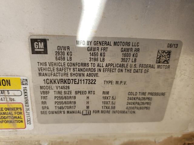 Photo 9 VIN: 1GKKVRKD7EJ117322 - GMC ACADIA SLT 