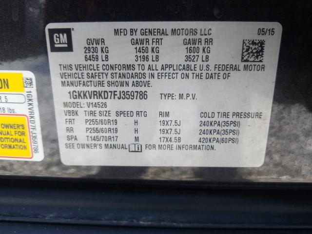 Photo 9 VIN: 1GKKVRKD7FJ359786 - GMC ACADIA SLT 