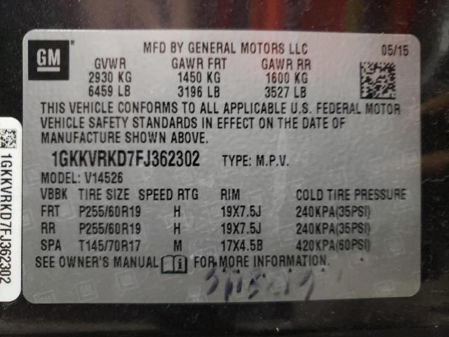 Photo 9 VIN: 1GKKVRKD7FJ362302 - GMC ACADIA SLT 