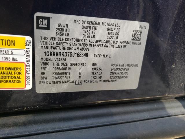 Photo 9 VIN: 1GKKVRKD7GJ168340 - GMC ACADIA SLT 