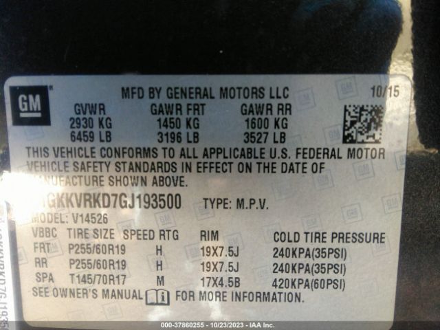 Photo 8 VIN: 1GKKVRKD7GJ193500 - GMC ACADIA 