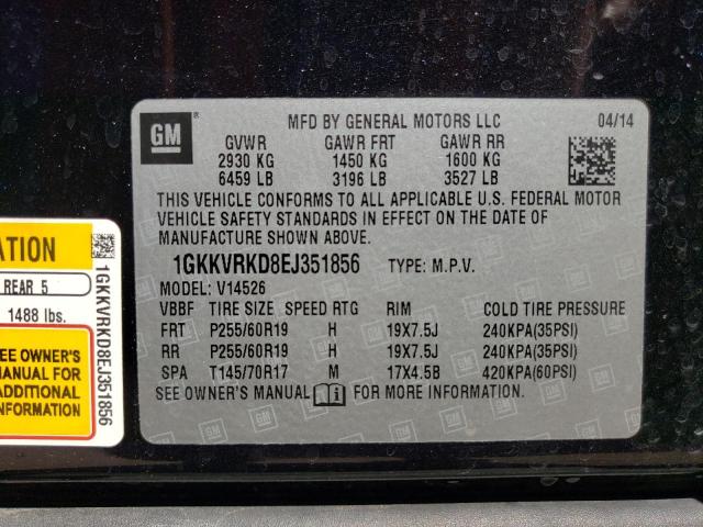 Photo 12 VIN: 1GKKVRKD8EJ351856 - GMC ACADIA 