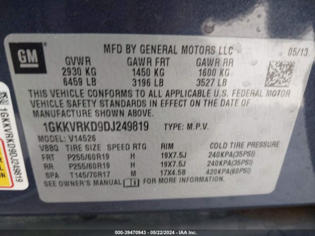 Photo 8 VIN: 1GKKVRKD9DJ249819 - GMC ACADIA 