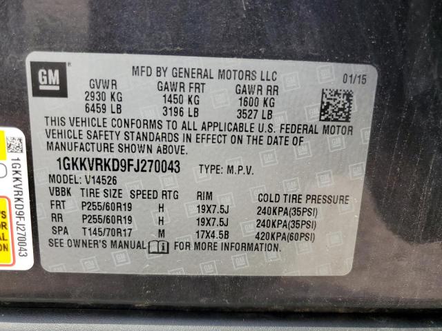 Photo 12 VIN: 1GKKVRKD9FJ270043 - GMC ACADIA 