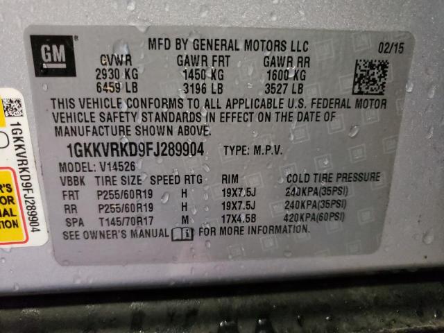 Photo 9 VIN: 1GKKVRKD9FJ289904 - GMC ACADIA SLT 