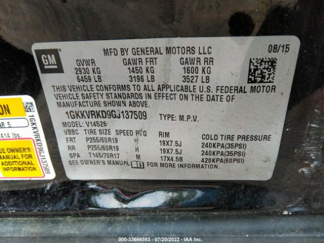 Photo 8 VIN: 1GKKVRKD9GJ137509 - GMC ACADIA 