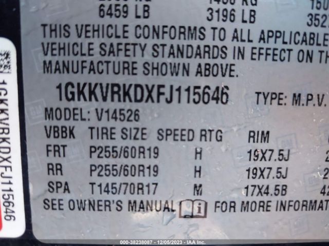 Photo 8 VIN: 1GKKVRKDXFJ115646 - GMC ACADIA 