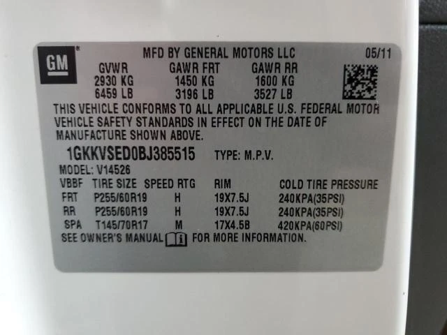 Photo 12 VIN: 1GKKVSED0BJ385515 - GMC ACADIA SLT 