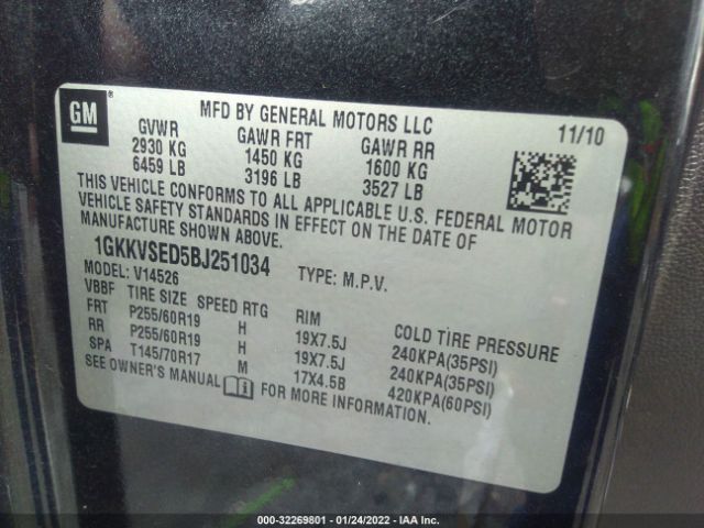 Photo 8 VIN: 1GKKVSED5BJ251034 - GMC ACADIA 