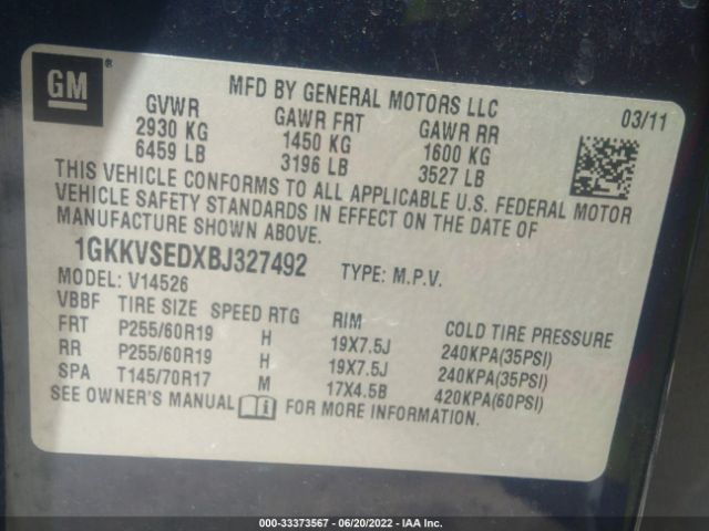 Photo 8 VIN: 1GKKVSEDXBJ327492 - GMC ACADIA 