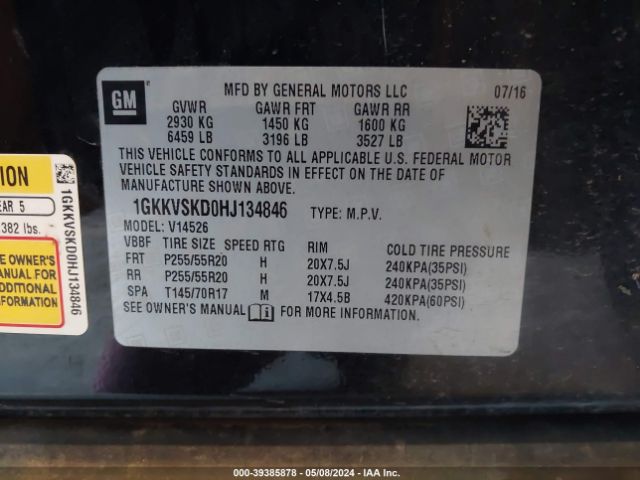 Photo 8 VIN: 1GKKVSKD0HJ134846 - GMC ACADIA LIMITED 