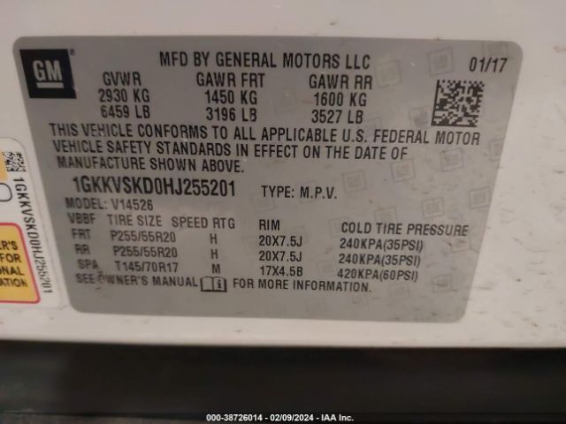 Photo 8 VIN: 1GKKVSKD0HJ255201 - GMC ACADIA LIMITED 