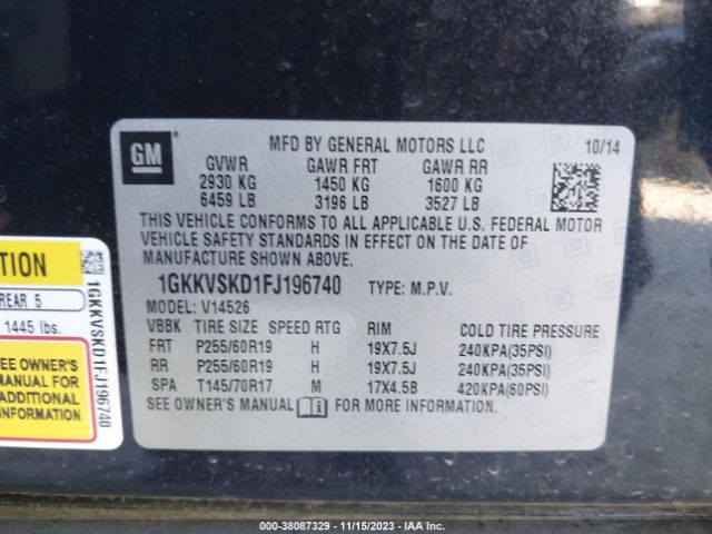 Photo 8 VIN: 1GKKVSKD1FJ196740 - GMC ACADIA 