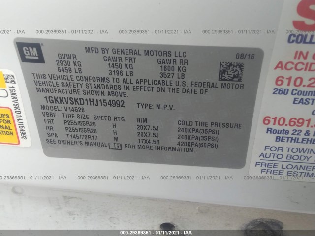 Photo 8 VIN: 1GKKVSKD1HJ154992 - GMC ACADIA LIMITED 