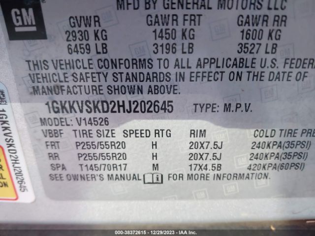 Photo 8 VIN: 1GKKVSKD2HJ202645 - GMC ACADIA LIMITED 