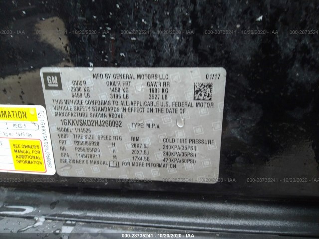 Photo 8 VIN: 1GKKVSKD2HJ260092 - GMC ACADIA LIMITED 