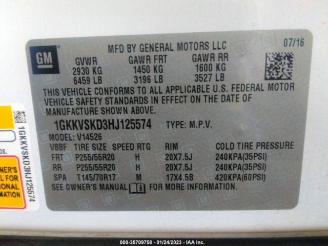 Photo 8 VIN: 1GKKVSKD3HJ125574 - GMC ACADIA LIMITED 