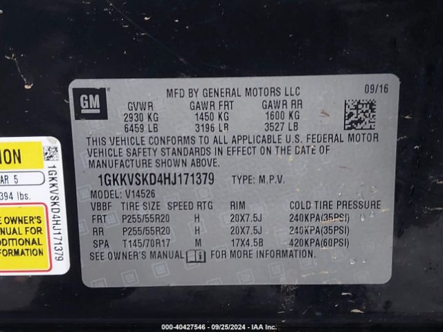 Photo 8 VIN: 1GKKVSKD4HJ171379 - GMC ACADIA 