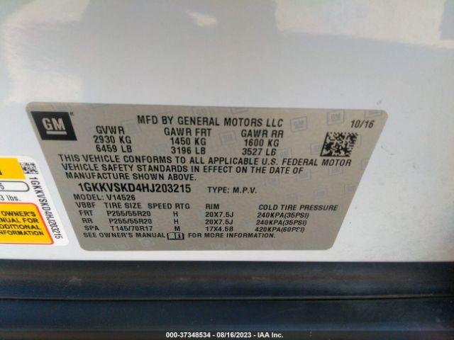 Photo 8 VIN: 1GKKVSKD4HJ203215 - GMC ACADIA LIMITED 