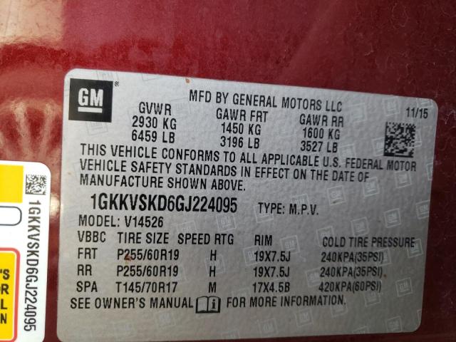 Photo 12 VIN: 1GKKVSKD6GJ224095 - GMC ACADIA SLT 