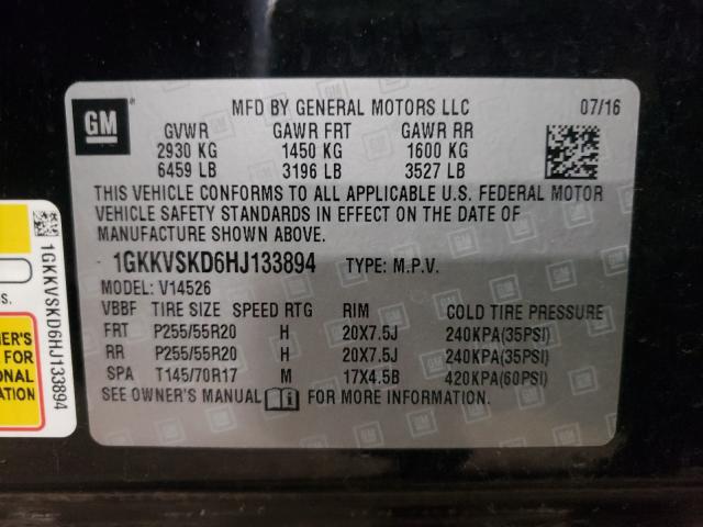 Photo 9 VIN: 1GKKVSKD6HJ133894 - GMC ACADIA SLT 