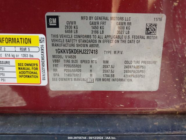 Photo 8 VIN: 1GKKVSKD6HJ227418 - GMC ACADIA 