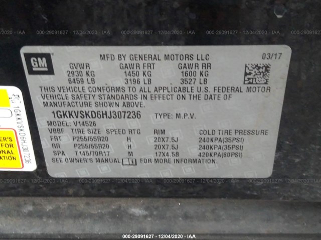 Photo 8 VIN: 1GKKVSKD6HJ307236 - GMC ACADIA LIMITED 