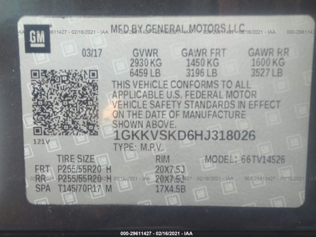 Photo 8 VIN: 1GKKVSKD6HJ318026 - GMC ACADIA LIMITED 