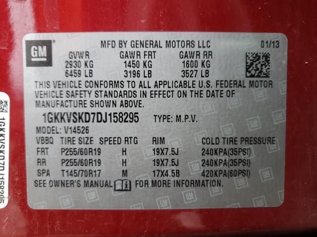 Photo 9 VIN: 1GKKVSKD7DJ158295 - GMC ACADIA SLT 