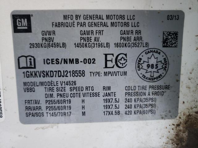 Photo 9 VIN: 1GKKVSKD7DJ218558 - GMC ACADIA SLT 