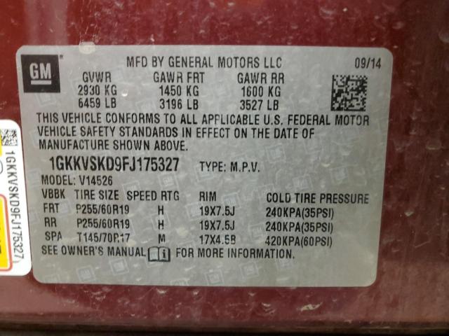 Photo 13 VIN: 1GKKVSKD9FJ175327 - GMC ACADIA SLT 