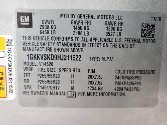 Photo 9 VIN: 1GKKVSKD9HJ211522 - GMC ACADIA LIM 