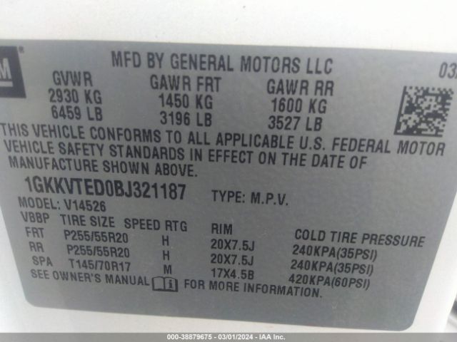 Photo 8 VIN: 1GKKVTED0BJ321187 - GMC ACADIA 