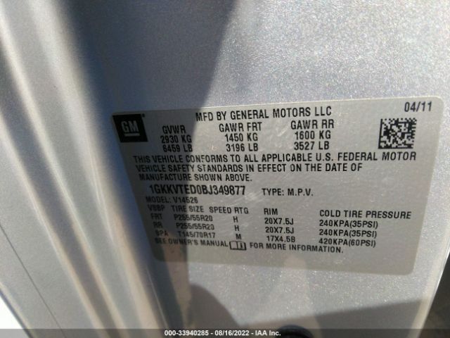 Photo 8 VIN: 1GKKVTED0BJ349877 - GMC ACADIA 