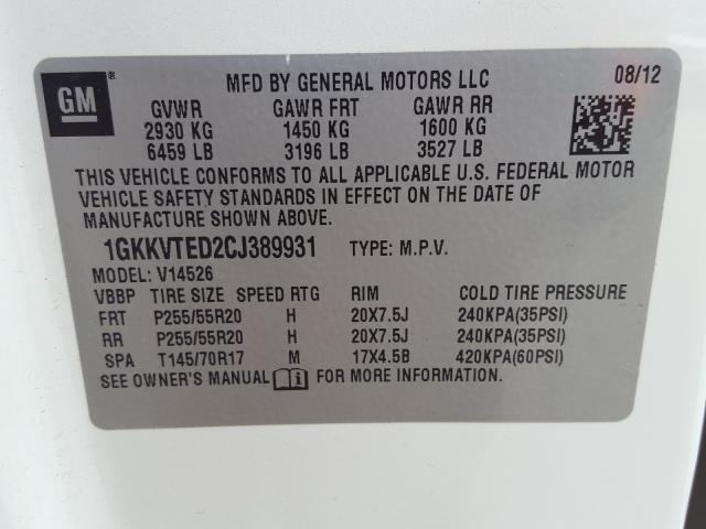 Photo 9 VIN: 1GKKVTED2CJ389931 - GMC ACADIA DEN 