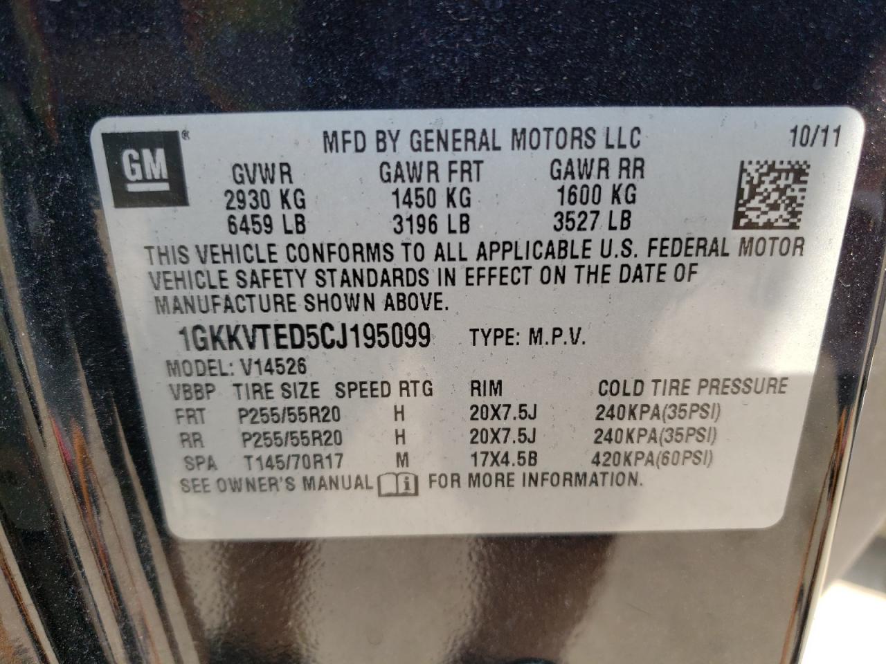 Photo 12 VIN: 1GKKVTED5CJ195099 - GMC ACADIA 