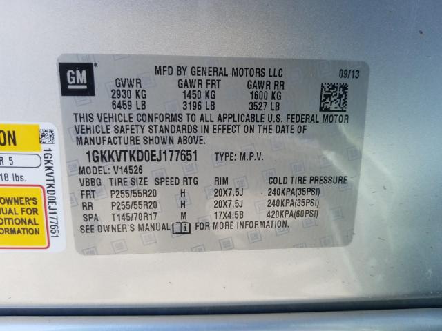 Photo 9 VIN: 1GKKVTKD0EJ177651 - GMC ACADIA DEN 