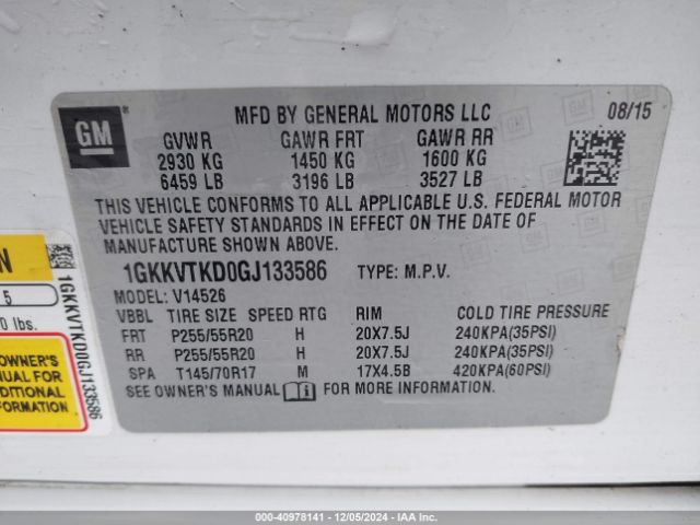 Photo 8 VIN: 1GKKVTKD0GJ133586 - GMC ACADIA 