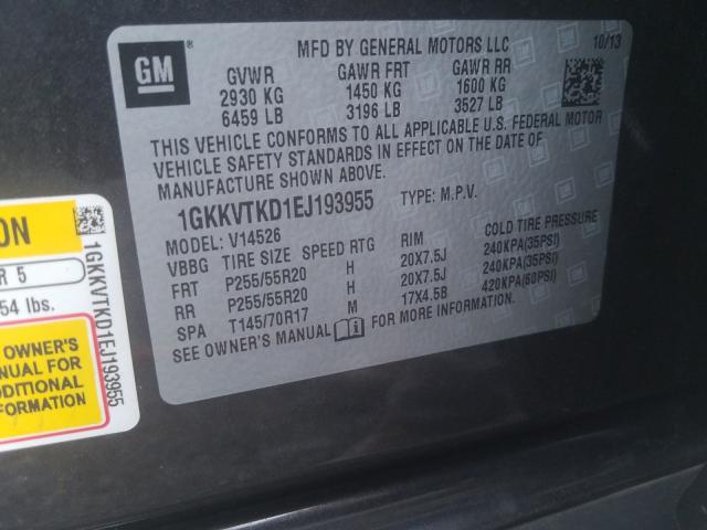 Photo 9 VIN: 1GKKVTKD1EJ193955 - GMC ACADIA DEN 