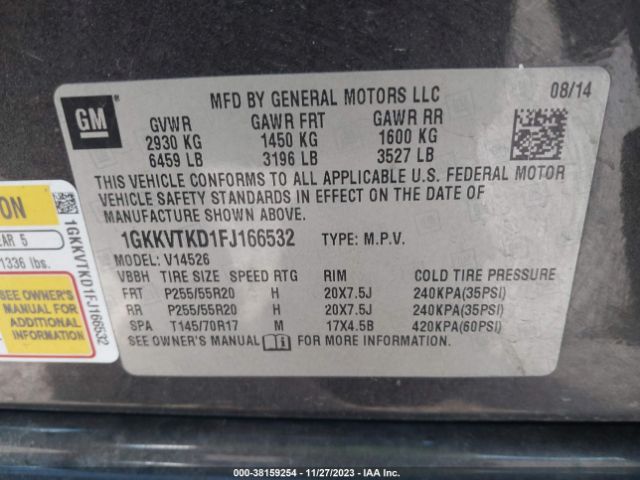 Photo 8 VIN: 1GKKVTKD1FJ166532 - GMC ACADIA 