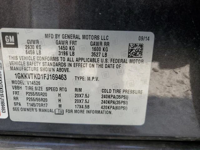 Photo 12 VIN: 1GKKVTKD1FJ169463 - GMC ACADIA DEN 