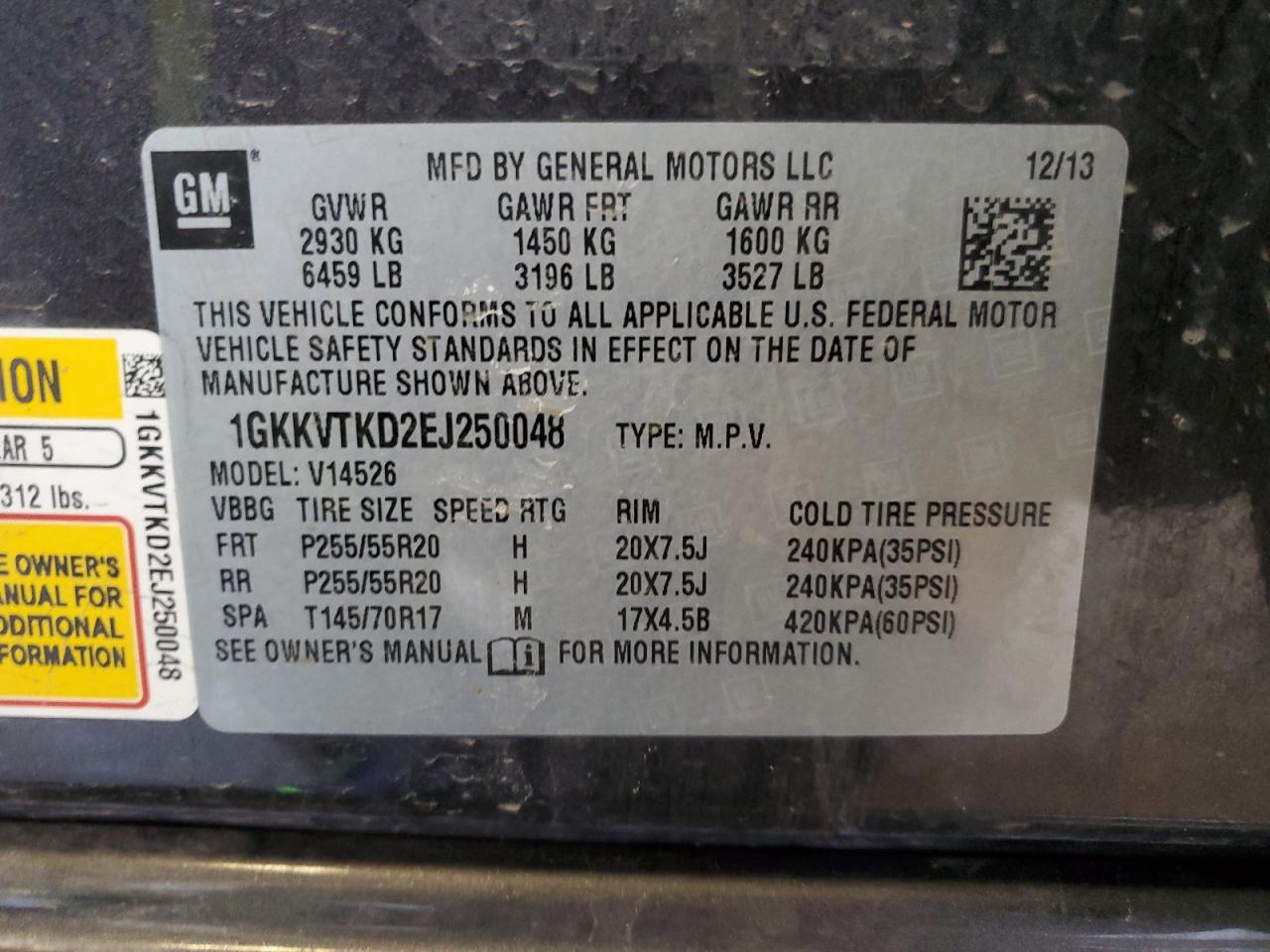 Photo 13 VIN: 1GKKVTKD2EJ250048 - GMC ACADIA 