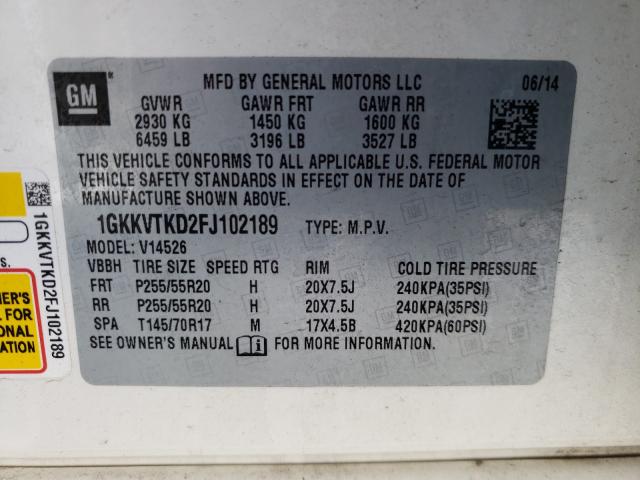 Photo 9 VIN: 1GKKVTKD2FJ102189 - GMC ACADIA DEN 