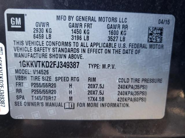 Photo 9 VIN: 1GKKVTKD2FJ349387 - GMC ACADIA DEN 